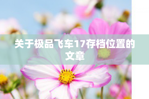关于极品飞车17存档位置的文章图片