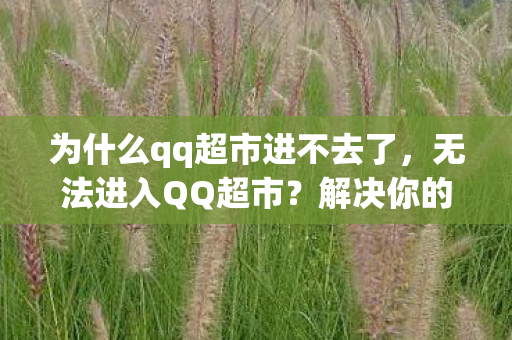 为什么qq超市进不去了图片