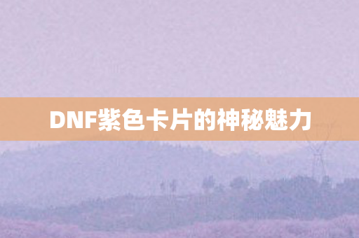 DNF紫色卡片的神秘魅力图片