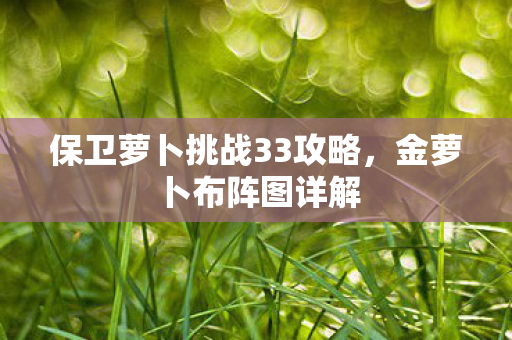保卫萝卜挑战33攻略图片