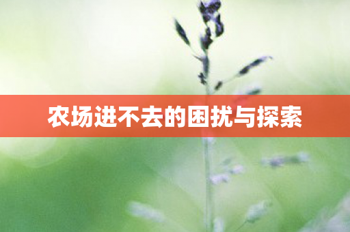 农场进不去的困扰与探索图片