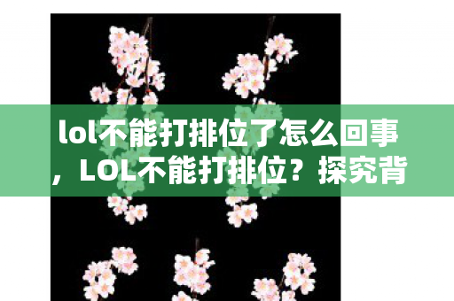lol不能打排位了怎么回事图片