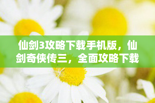 仙剑3攻略下载手机版图片