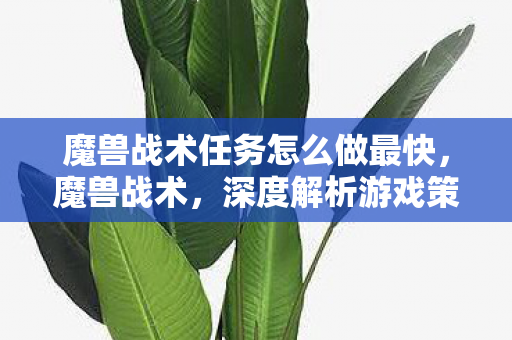 魔兽战术任务怎么做最快,魔兽战术,深度解析游戏策略与技巧运用 魔兽战术任务怎么做最快,魔兽战术,深度解析游戏策略与技巧运用