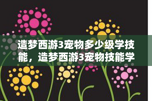 造梦西游3宠物多少级学技能图片