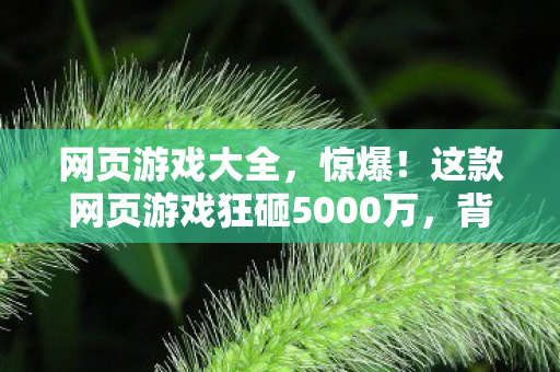 网页游戏大全,惊爆!这款网页游戏狂砸5000万,背后隐情竟让策划集体吓一跳! 网页游戏大全,惊爆!这款网页游戏狂砸5000万,背后隐情竟让策划集体吓一跳!