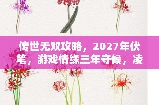 传世无双攻略,2027年伏笔,游戏情缘三年守候,凌晨三点聊天记录让我鼻子一酸 传世无双攻略,2027年伏笔,游戏情缘三年守候,凌晨三点聊天记录让我鼻子一酸