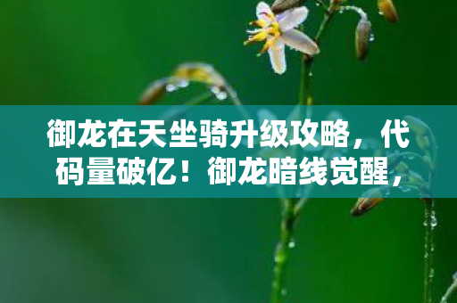 御龙在天坐骑升级攻略,代码量破亿!御龙暗线觉醒,当坐骑升级触发头皮发麻的生存法则 御龙在天坐骑升级攻略,代码量破亿!御龙暗线觉醒,当坐骑升级触发头皮发麻的生存法则