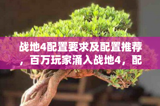 战地4配置要求及配置推荐,百万玩家涌入战地4,配置谜团竟让氪金大佬集体破防? 战地4配置要求及配置推荐,百万玩家涌入战地4,配置谜团竟让氪金大佬集体破防?