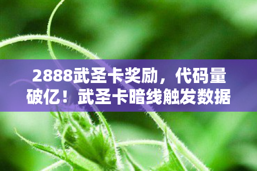2888武圣卡奖励，代码量破亿！武圣卡暗线触发数据坍缩，玩家集体头皮发麻