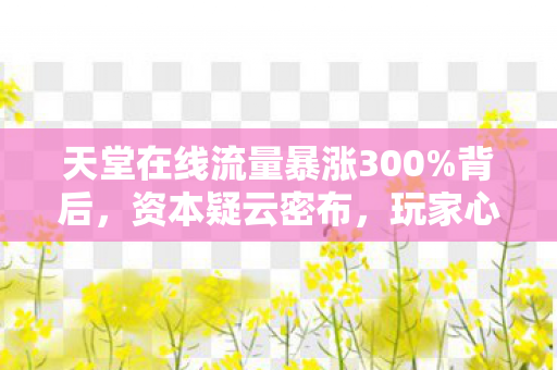 天堂在线流量暴涨300%背后,资本疑云密布,玩家心寒真相几何? 天堂在线流量暴涨300%背后,资本疑云密布,玩家心寒真相几何?