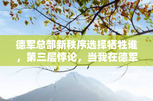 德军总部新秩序选择牺牲谁，第三层悖论，当我在德军总部新秩序里杀死自己时，灵魂震颤了