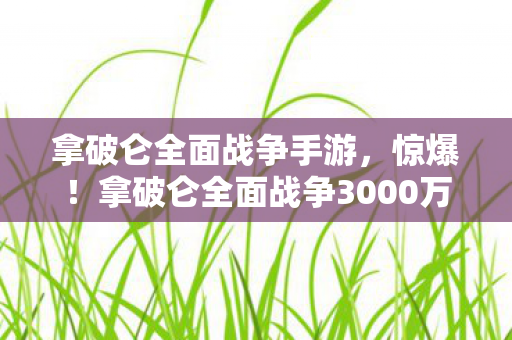 拿破仑全面战争手游，惊爆！拿破仑全面战争3000万玩法被砍，背后隐情吓你一跳！