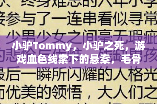 小驴Tommy,小驴之死,游戏血色线索下的悬案,毛骨悚然真相待揭 小驴Tommy,小驴之死,游戏血色线索下的悬案,毛骨悚然真相待揭