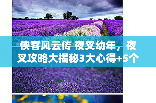 侠客风云传 夜叉幼年,夜叉攻略大揭秘3大心得+5个避坑指南,助你玩转侠客风云! 侠客风云传 夜叉幼年,夜叉攻略大揭秘3大心得+5个避坑指南,助你玩转侠客风云!