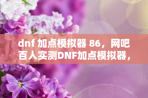 dnf 加点模拟器 86,网吧百人实测DNF加点模拟器,疑点重重,玩家集体绷不住! dnf 加点模拟器 86,网吧百人实测DNF加点模拟器,疑点重重,玩家集体绷不住!