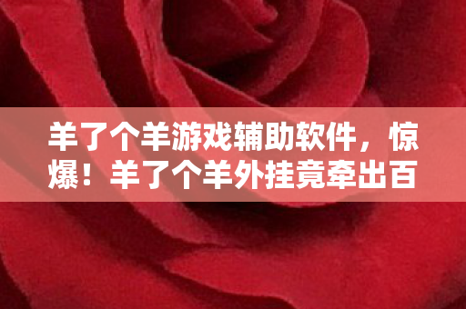 羊了个羊游戏辅助软件，惊爆！羊了个羊外挂竟牵出百万隐情，真相让人吓一跳！