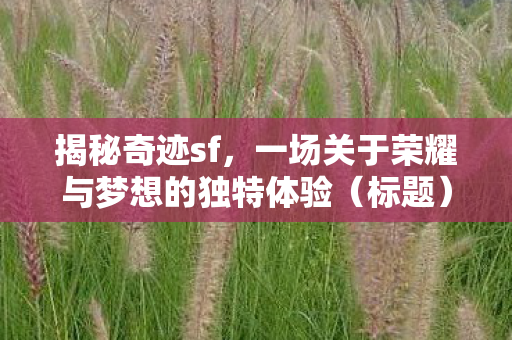 揭秘奇迹sf,一场关于荣耀与梦想的独特体验(标题) 揭秘奇迹sf,一场关于荣耀与梦想的独特体验(标题)