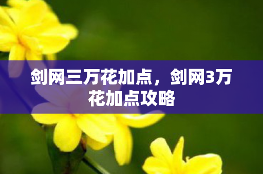 剑网三万花加点,剑网3万花加点攻略 剑网三万花加点,剑网3万花加点攻略