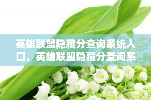 英雄联盟隐藏分查询系统入口，英雄联盟隐藏分查询系统详解