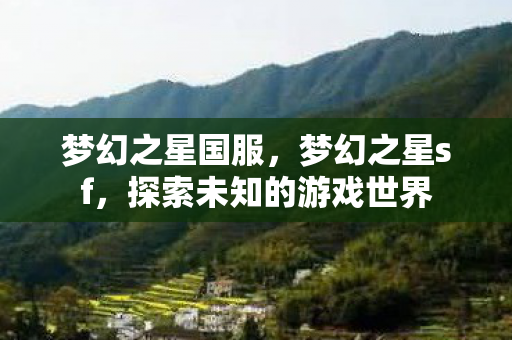 梦幻之星国服，梦幻之星sf，探索未知的游戏世界