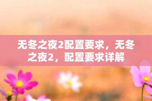 无冬之夜2配置要求，无冬之夜2，配置要求详解