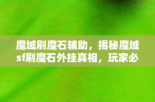 魔域刷魔石辅助，揭秘魔域sf刷魔石外挂真相，玩家必看！