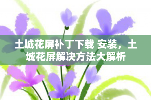 土城花屏补丁下载 安装,土城花屏解决方法大解析 土城花屏补丁下载 安装,土城花屏解决方法大解析