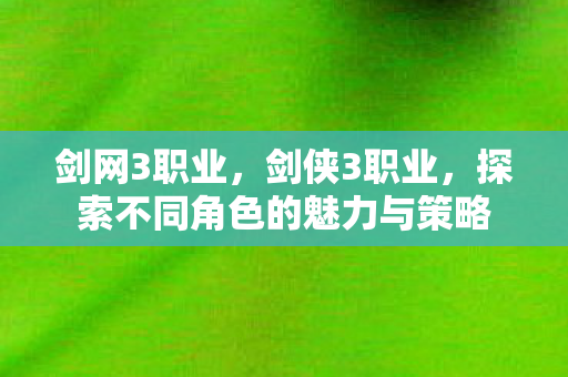 剑网3职业,剑侠3职业,探索不同角色的魅力与策略 剑网3职业,剑侠3职业,探索不同角色的魅力与策略