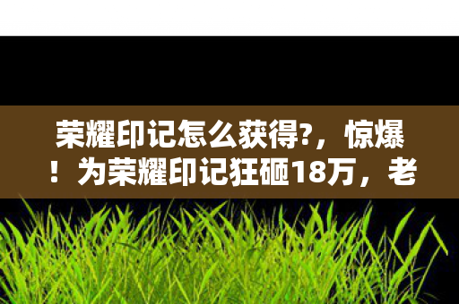 荣耀印记怎么获得?,惊爆!为荣耀印记狂砸18万,老婆签离婚协议时我才吓一跳! 荣耀印记怎么获得?,惊爆!为荣耀印记狂砸18万,老婆签离婚协议时我才吓一跳!