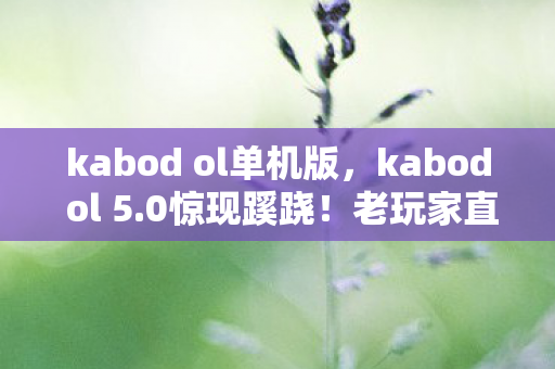 kabod ol单机版，kabod ol 5.0惊现蹊跷！老玩家直呼这波操作绝了