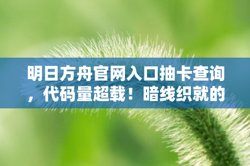 明日方舟官网入口抽卡查询，代码量超载！暗线织就的明日方舟数字暴动，头皮发麻的文明失控