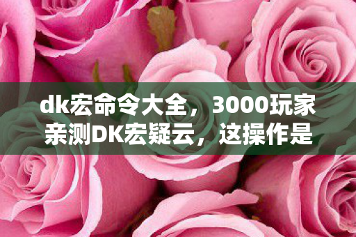 dk宏命令大全，3000玩家亲测DK宏疑云，这操作是外挂还是BUG？我当场绷不住了！