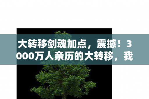大转移剑魂加点，震撼！3000万人亲历的大转移，我如何从焦虑到重生？