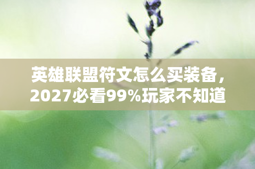 英雄联盟符文怎么买装备，2027必看99%玩家不知道的符文购买捷径！错过这波血亏三年心得