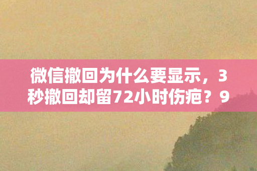 微信撤回为什么要显示，3秒撤回却留72小时伤疤？95后玩家怒问，这痕迹是社交的墓碑还是救赎？