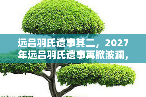 远吕羽氏遗事其二，2027年远吕羽氏遗事再掀波澜，玄机暗藏，沉默中藏着什么？