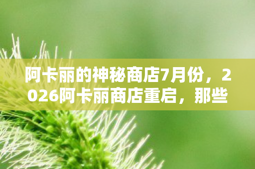 阿卡丽的神秘商店7月份,2026阿卡丽商店重启,那些凌晨三点的等你,让我鼻子一酸 阿卡丽的神秘商店7月份,2026阿卡丽商店重启,那些凌晨三点的等你,让我鼻子一酸