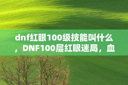 dnf红眼100级技能叫什么,DNF100层红眼迷局,血色线索下的悬案,毛骨悚然真相待揭 dnf红眼100级技能叫什么,DNF100层红眼迷局,血色线索下的悬案,毛骨悚然真相待揭