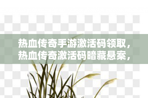 热血传奇手游激活码领取，热血传奇激活码暗藏悬案，万人屠戮者终成毛骨悚然谜团