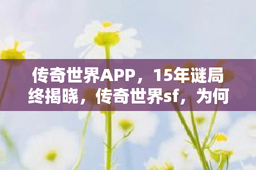 传奇世界APP,15年谜局终揭晓,传奇世界sf,为何让百万玩家泪目? 传奇世界APP,15年谜局终揭晓,传奇世界sf,为何让百万玩家泪目?