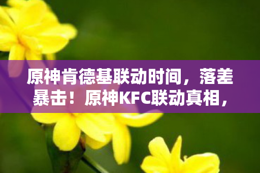 原神肯德基联动时间,原神×KFC联动,99%玩家不知的真相,这波福利竟藏着扎心陷阱? 原神肯德基联动时间,原神×KFC联动,99%玩家不知的真相,这波福利竟藏着扎心陷阱?