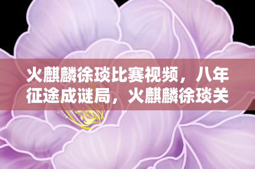 火麒麟徐琰比赛视频，八年征途成谜局，火麒麟徐琰关服日泪目无痕