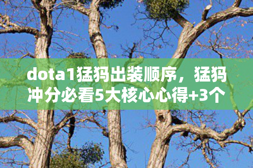 dota1猛犸出装顺序，猛犸冲分必看5大核心心得+3个致命避坑指南，胜率飙升30%！