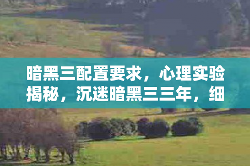 暗黑三配置要求，心理实验揭秘，沉迷暗黑三三年，细思极恐的自我囚禁