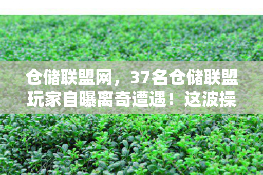 仓储联盟网，37名仓储联盟玩家自曝离奇遭遇！这波操作我直接绷不住了