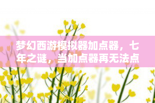 梦幻西游模拟器加点器,七年之谜,当加点器再无法点亮那片星空时,泪目了 梦幻西游模拟器加点器,七年之谜,当加点器再无法点亮那片星空时,泪目了