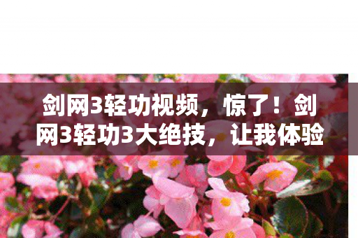 剑网3轻功视频，惊了！剑网3轻功3大绝技，让我体验到武侠飞天的快感！