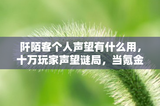 阡陌客个人声望有什么用，十万玩家声望谜局，当氪金大佬与零氪肝帝同时破防