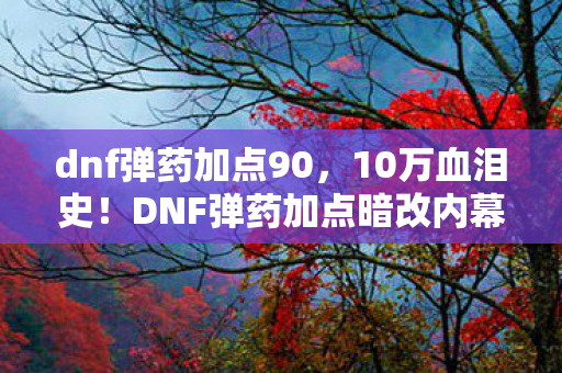 dnf弹药加点90，10万血泪史！DNF弹药加点暗改内幕曝光，策划这波操作吓尿老玩家！
